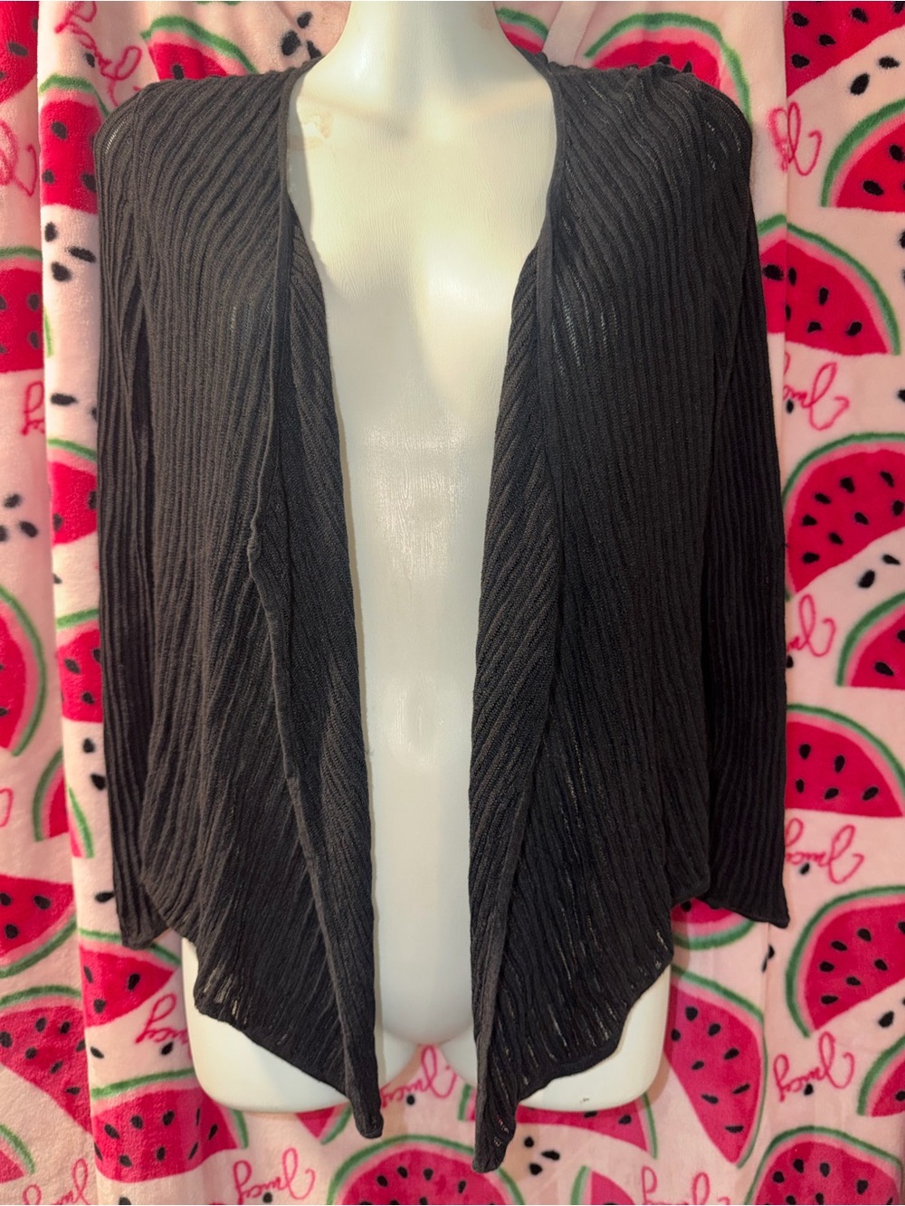 🖤 Zozo Silk Blend Open-Front Ribbed Draped Cardigan